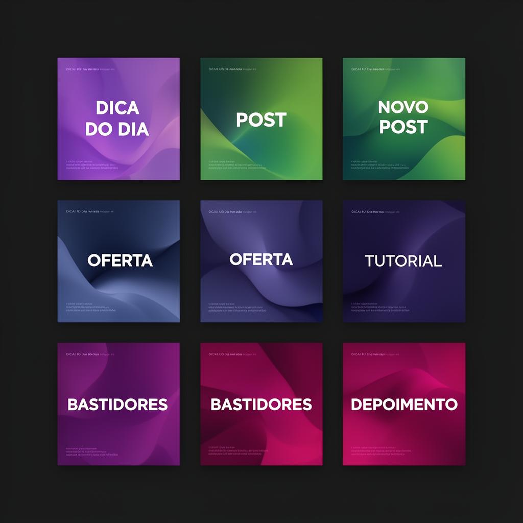 Grade de posts de Instagram criados com a ferramenta